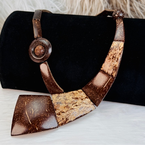 Bohemian chic lightweight one of the kind custom-made wood necklace
